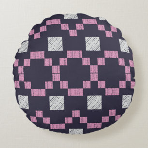 Design with manual hatching. Ethnic boho ornament. Round Pillow