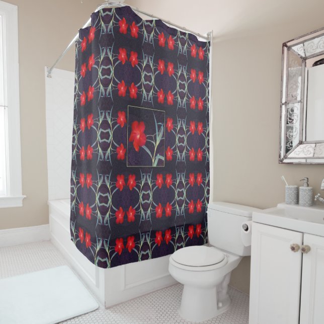 Design with Red Flowers and Leaves (In Situ)