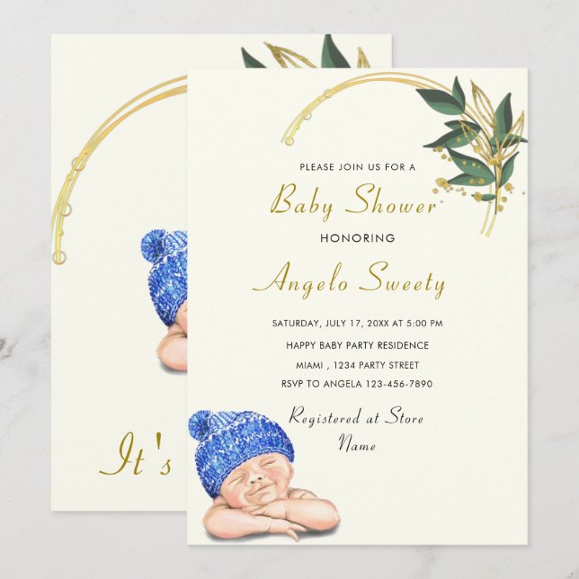 Design Your Baby Boy Shower Invitation Template (Front/Back)