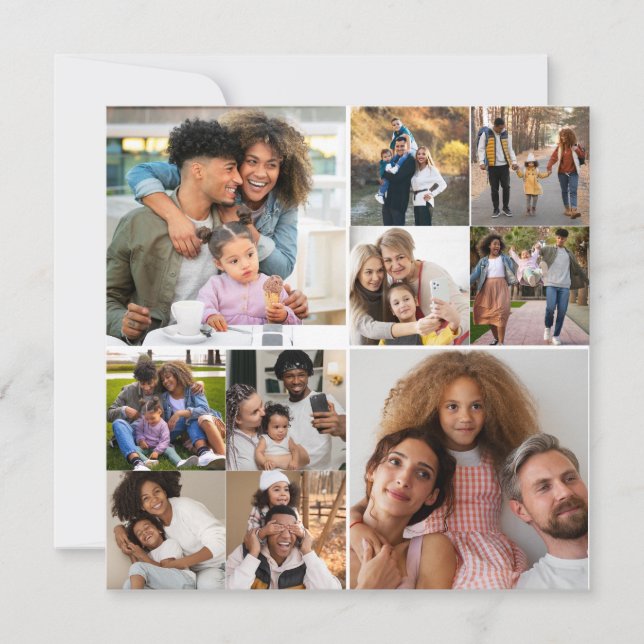Design Your Own 10 Photo Collage Holiday Card (Front)