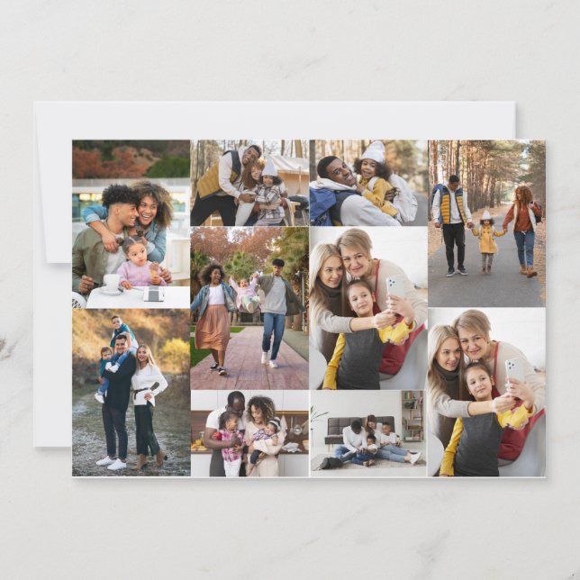 Design Your Own 10 Photo Collage Holiday Card (Front)