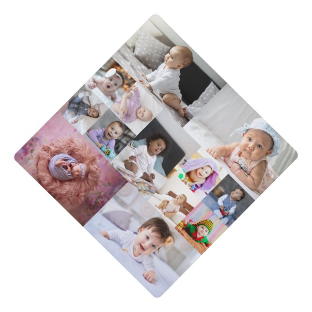 Design Your Own 13 Photo Collage Graduation Cap Topper (Front)