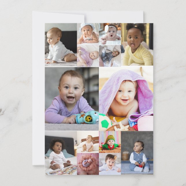 Design Your Own 14 Photo Collage Announcement (Front)