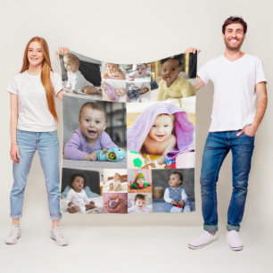 Design Your Own 14 Photo Collage Fleece Blanket
