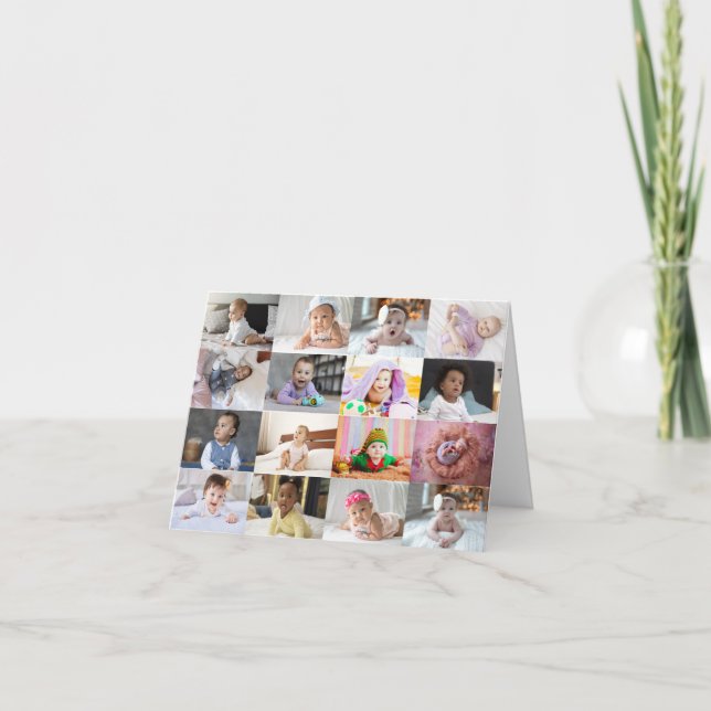 Design Your Own 16 Photo Collage  Announcement (Front)