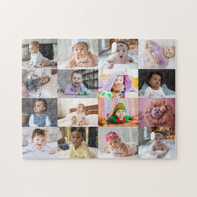 Design Your Own 16 Photo Collage  Jigsaw Puzzle (Horizontal)