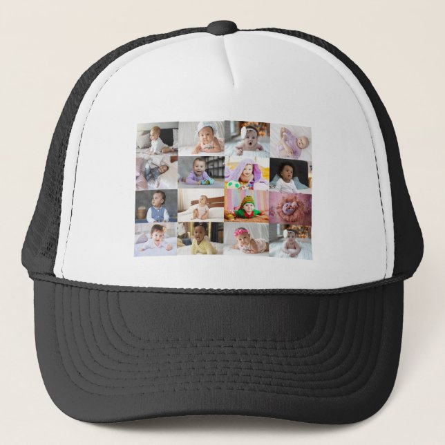 Design Your Own 16 Photo Collage  Trucker Hat (Front)