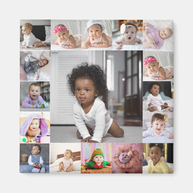 Design Your Own 17 Photo Collage Magnet (Front)