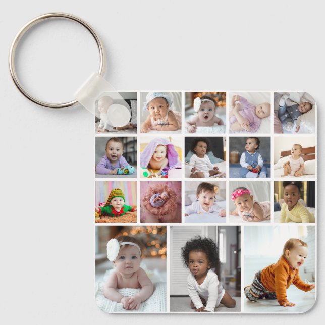 Design Your Own 18 Photo Collage Keychain (Front)