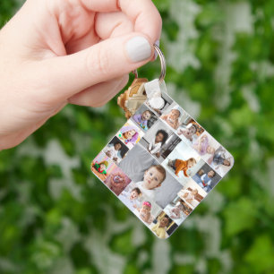 Design Your Own 19 Photo Collage Keychain