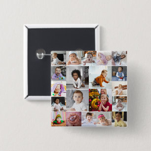Design Your Own 20 Photo Collage 2 Inch Square Button