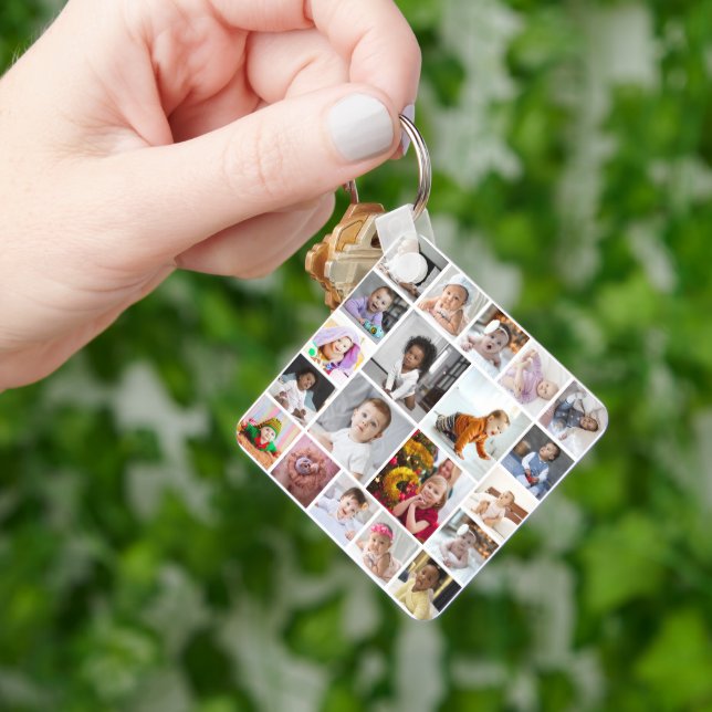 Design Your Own 20 Photo Collage Keychain (Hand)