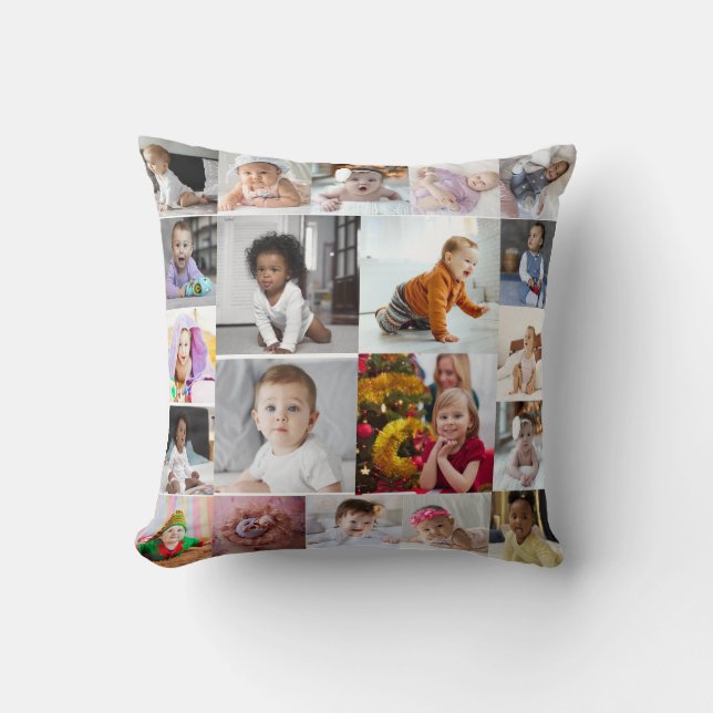 Design Your Own 20 Photo Collage Throw Pillow (Front)