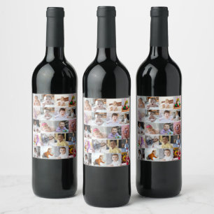 Design Your Own 20 Photo Collage  Wine Label