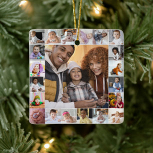 Design Your Own 21 Photo Collage Ceramic Ornament