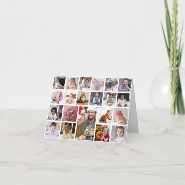 Design Your Own 21 Photo Collage Holiday Card (Front)