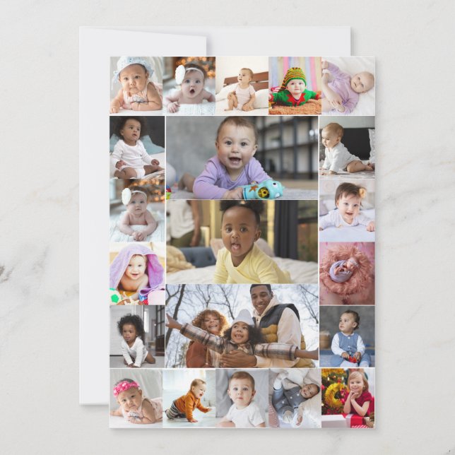 Design Your Own 21 Photo Collage Holiday Card (Front)
