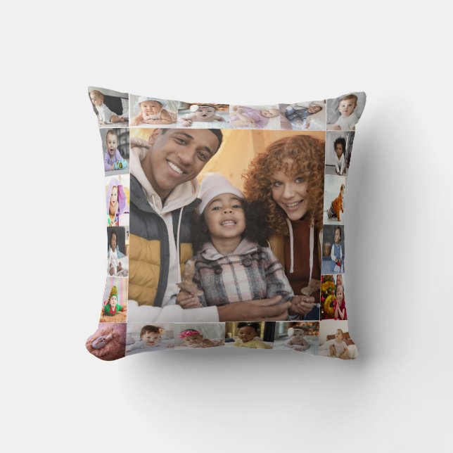 Design Your Own 21 Photo Collage Throw Pillow (Front)
