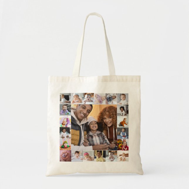 Design Your Own 21 Photo Collage Tote Bag (Front)