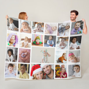 Design Your Own 22 Photo Collage Fleece Blanket