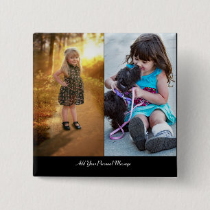 Design Your Own 2 Photo Collage 2 Inch Square Button