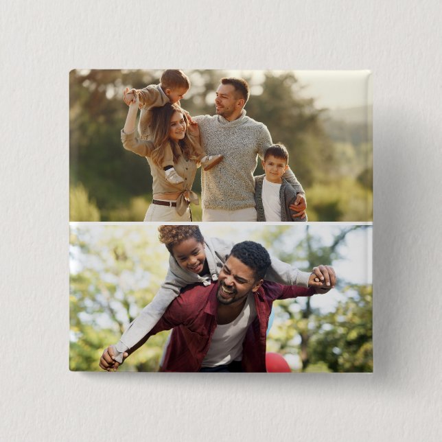 Design Your Own 2 Photo Collage Inch Square Button (Front)