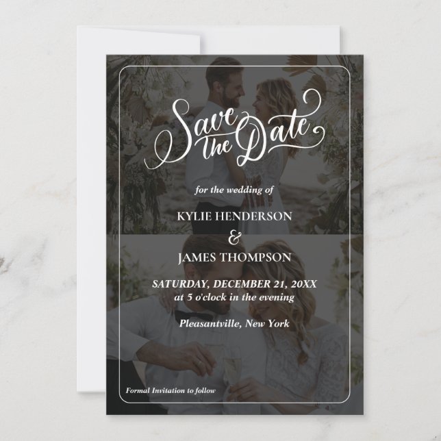 Design Your Own 2 Photo Collage Save The Date Invitation (Front)