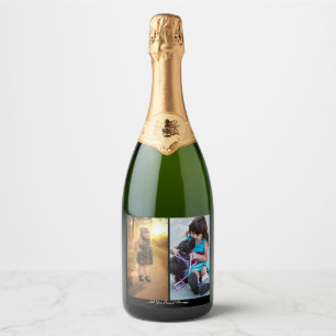 Design Your Own 2 Photo Collage Sparkling Wine Label