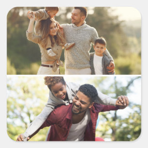 Design Your Own 2 Photo Collage Square Sticker