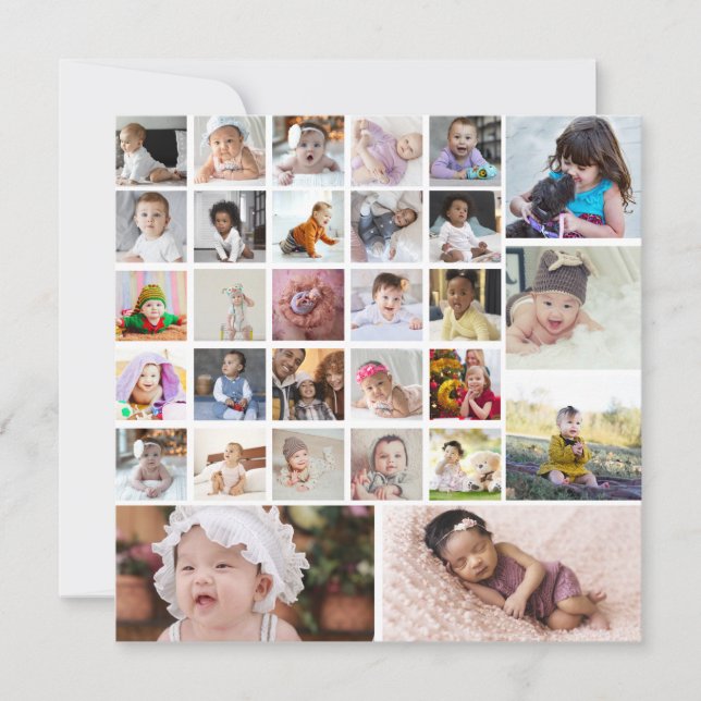 Design Your Own 30 Photo Collage Holiday Card (Front)