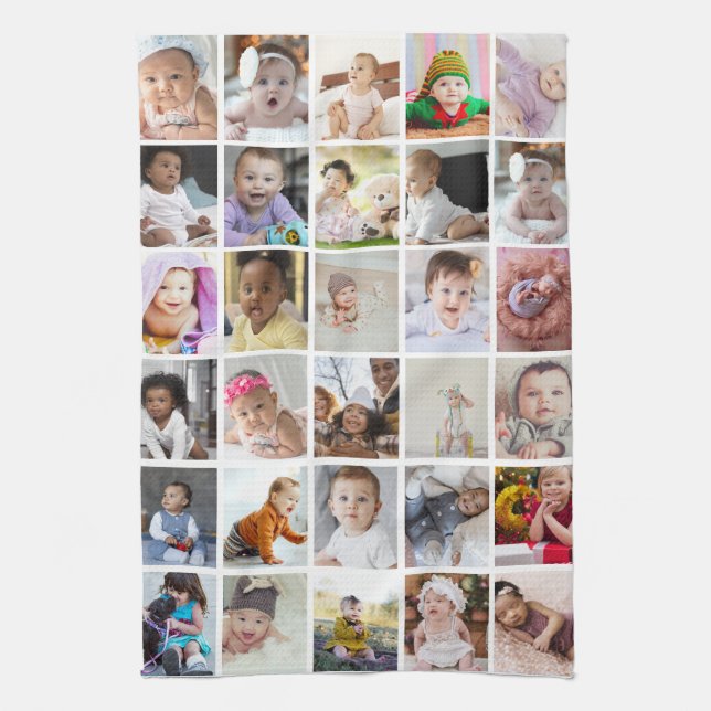 Design Your Own 30 Photo Collage Kitchen Towel (Vertical)