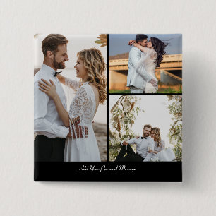 Design Your Own 3 Photo Collage 2 Inch Square Button