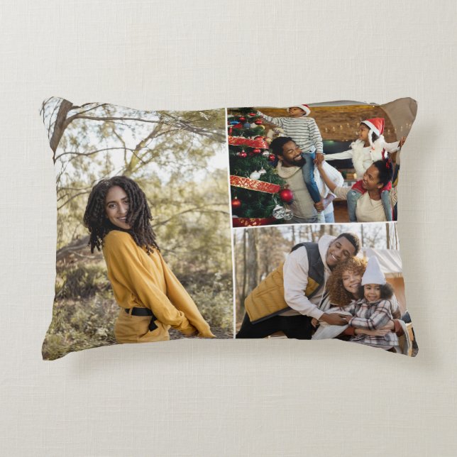 Design Your Own 3 Photo Collage Accent Pillow (Front)