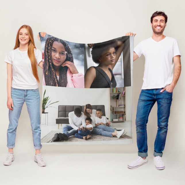 Design Your Own 3 Photo Collage Fleece Blanket (In Situ)