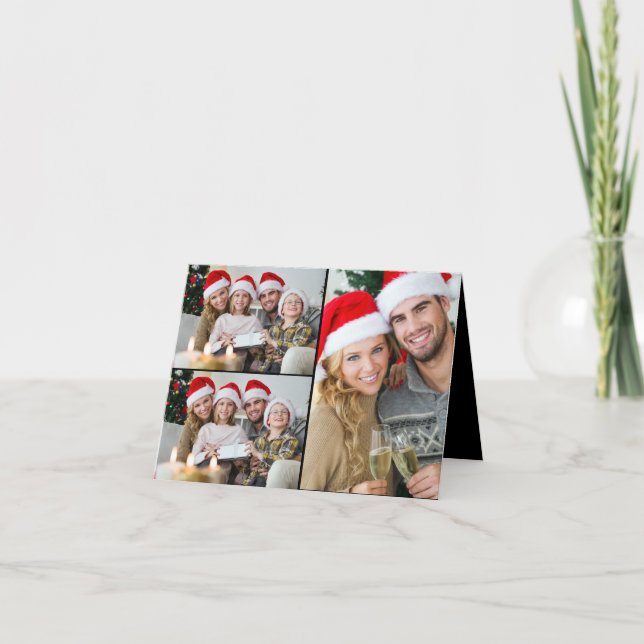Design Your Own 3 Photo Collage Holiday Card (Front)