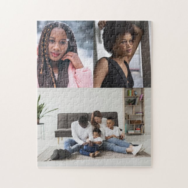 Design Your Own 3 Photo Collage Jigsaw Puzzle (Vertical)