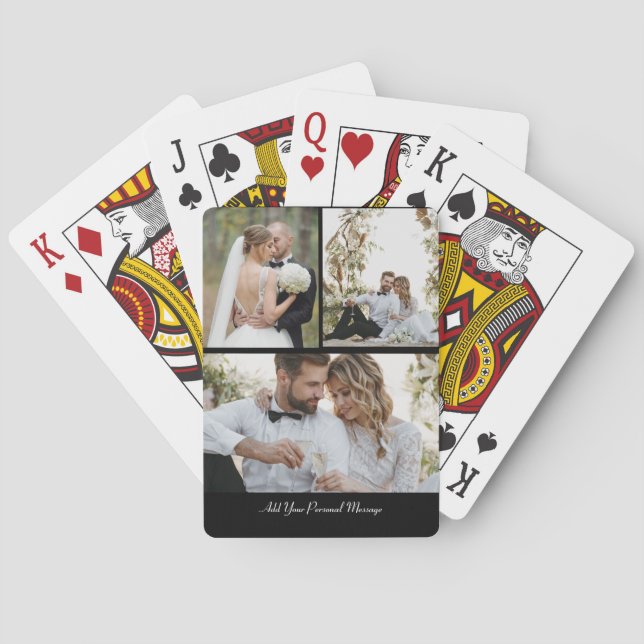 Design Your Own 3 Photo Collage Playing Cards (Back)