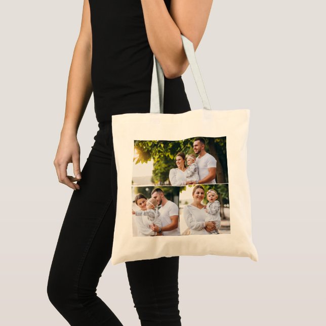 Design Your Own 3 Photo Collage Tote Bag (Front (Product))
