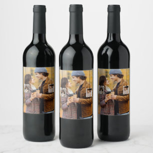 Design Your Own 3 Photo Collage Wine Label