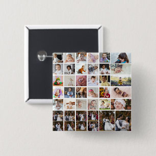 Design Your Own 40 Photo Collage 2 Inch Square Button