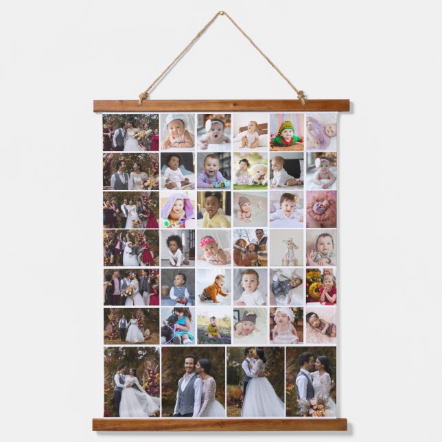 Design Your Own 40 Photo Collage Hanging Tapestry (Front)