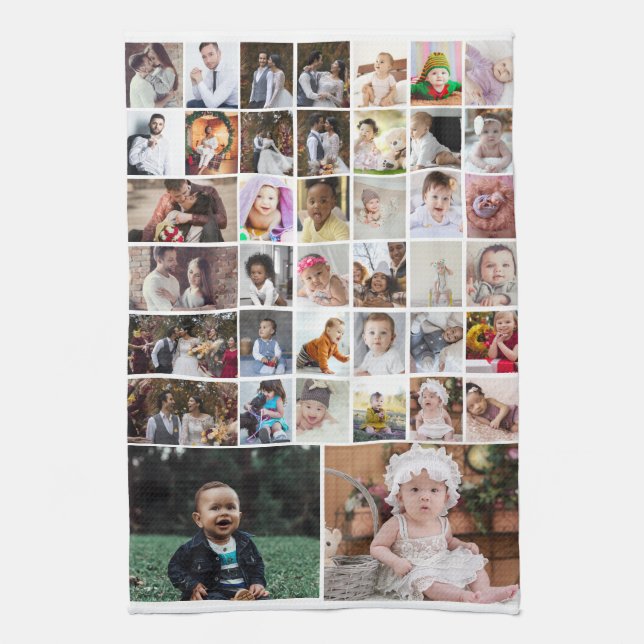 Design Your Own 40 Photo Collage Kitchen Towel (Vertical)