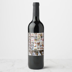 Design Your Own 40 Photo Collage Wine Label