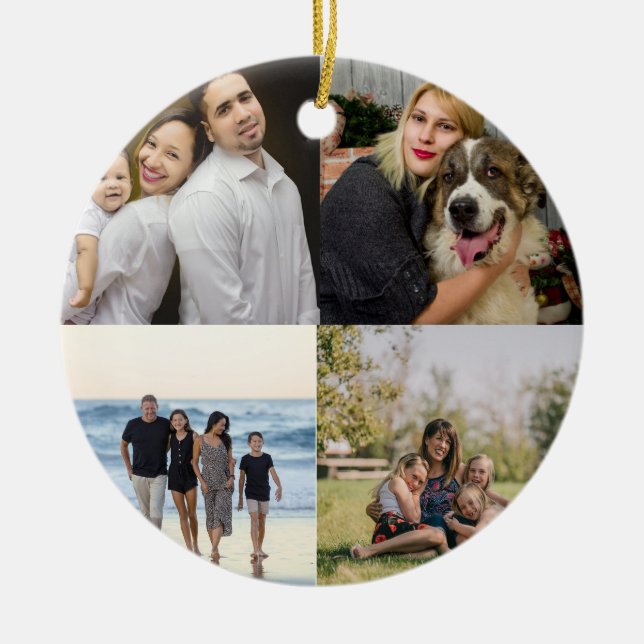 Design Your Own 4 Family Photo Collage  Ceramic Ornament (Front)