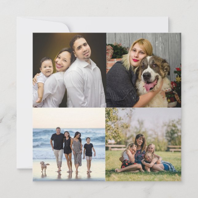 Design Your Own 4 Family Photo Collage  Holiday Card (Front)