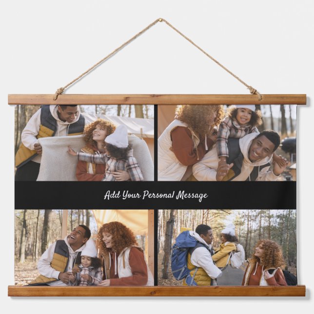 Design Your Own 4 Photo Collage Hanging Tapestry (Front)