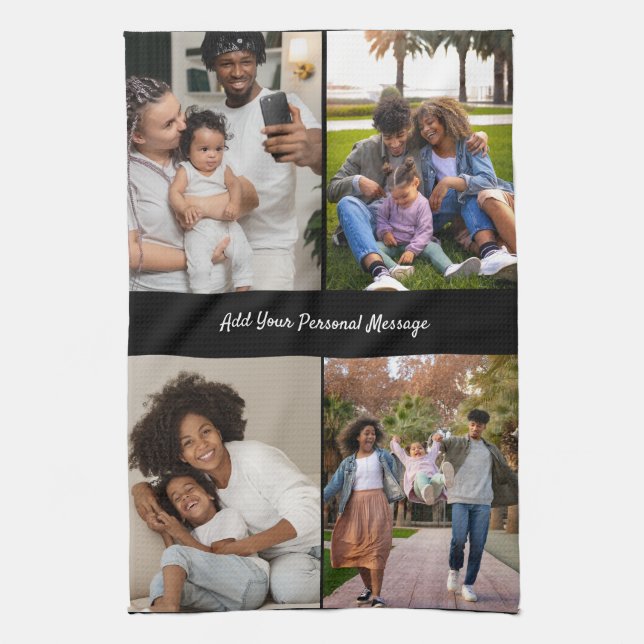 Design Your Own 4 Photo Collage Kitchen Towel (Vertical)