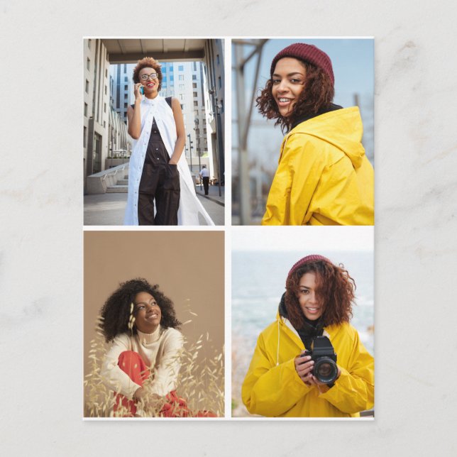 Design Your Own 4 Photo Collage Postcard (Front)