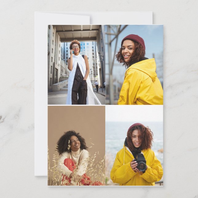 Design Your Own 4 Photo Collage Thank You Card (Front)