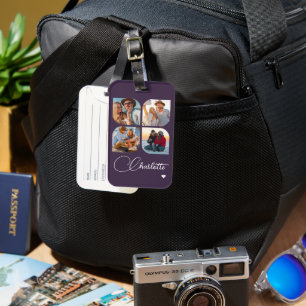 Design Your Own 4 Photo Personalized Name Luggage Tag